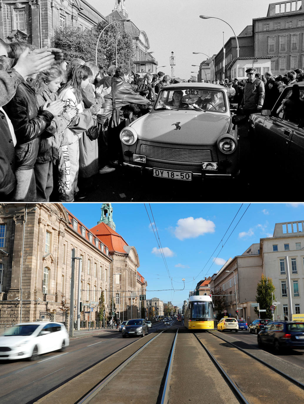 Al cumplirse treinta años de la caída del muro de Berlín, estas imágenes muestran cómo eran entonces y cómo son ahora algunos de los lugares más emblemáticos de la ciudad.