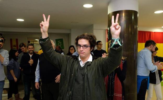 José María Figaredo, este domingo, en la sede de Vox en Oviedo.