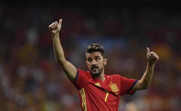 David Villa, con la Selección Española. 