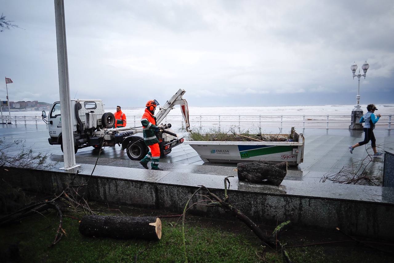 Fotos: Los destrozos que deja el temporal en Gijón