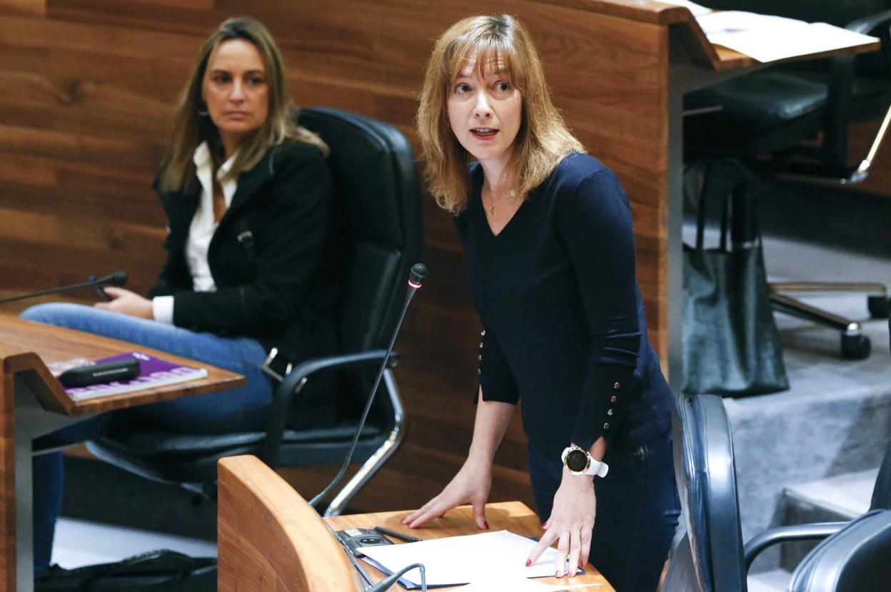 La consejera de Hacienda, Ana Cárcaba, en la Junta General. 