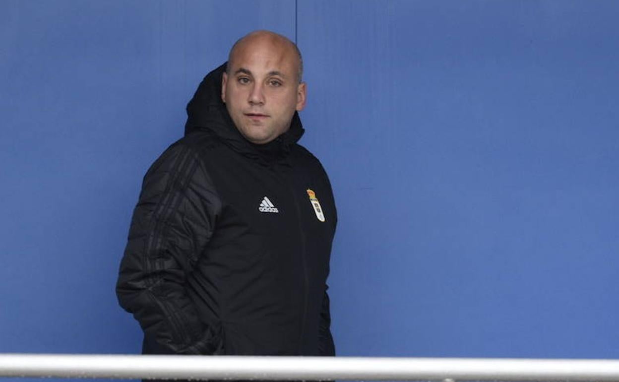 Rozada, en el entrenamiento del Real Oviedo de este viernes.