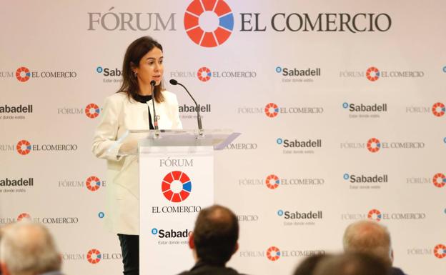 Isabel Pardo de Vera, presidente de Adif, durante su intervención en el Fórum EL COMERCIO.