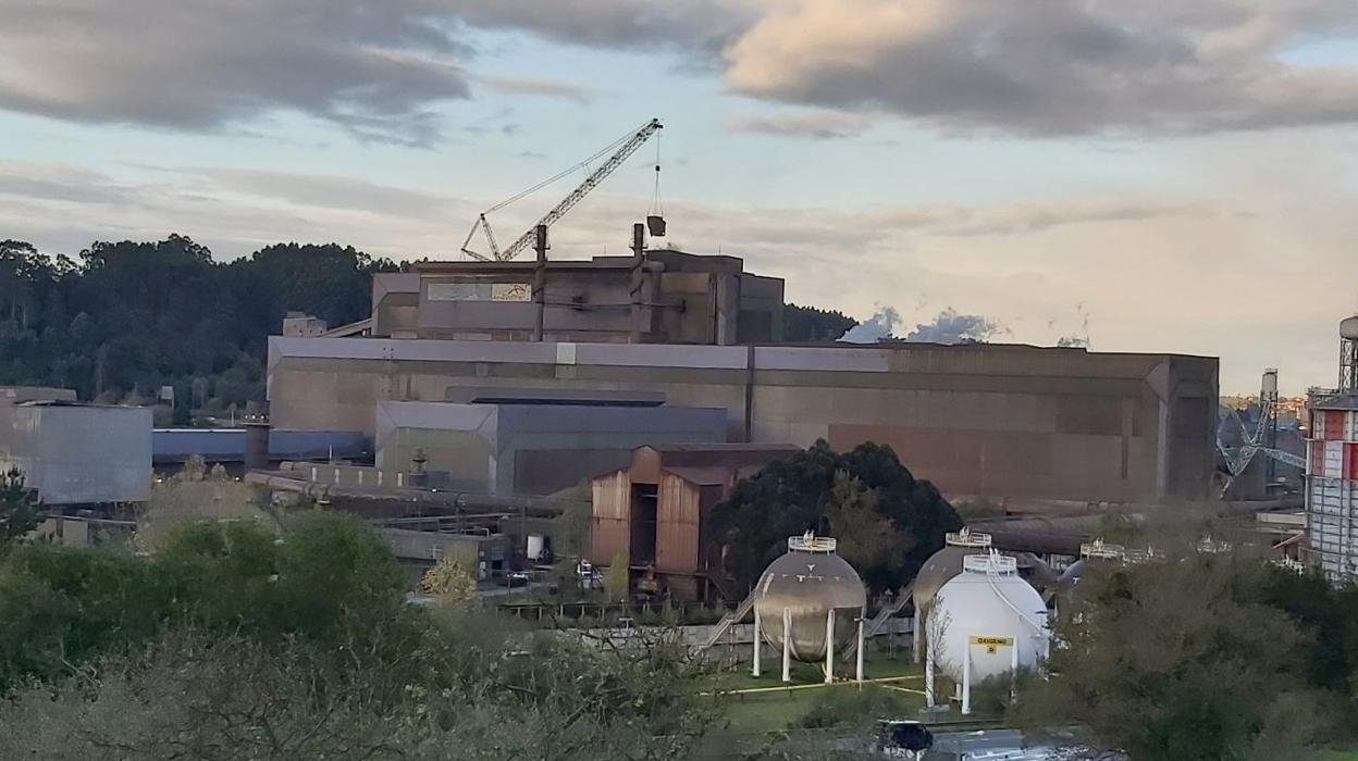 La acería de Avilés, durante las obras de remodelación. 