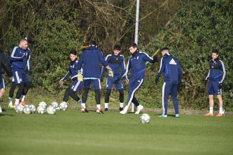 Entrenamiento del Real Oviedo este miércoles.