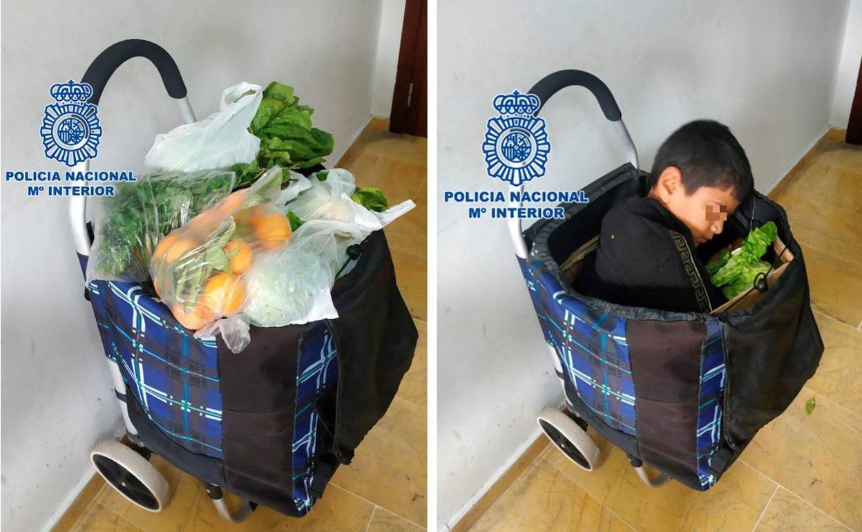 Intentan introducir en Melilla a un niño de 10 años en un carro de la compra