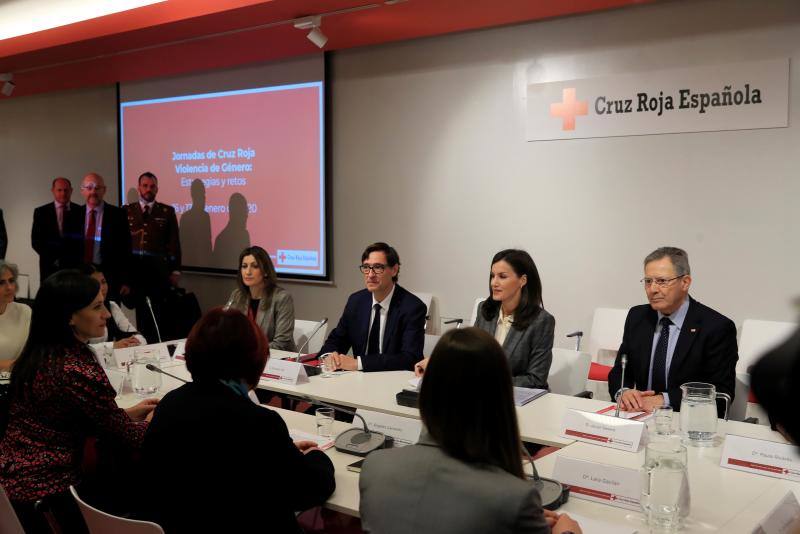 Cruz Roja Española ha organizado una jornada sobre violencia machista, en la que la reina Letizia ha podido conocer el trabajo que se realiza en la 'Casa Malva' de Gijón. 