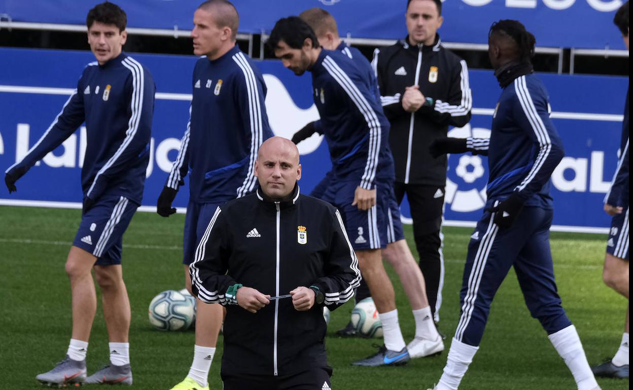 Javier Rozada, en la sesión de entrenamiento de hoy