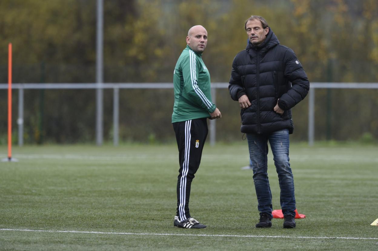 Javi Rozada y Francesc Arnau, durante un entrenamiento. 