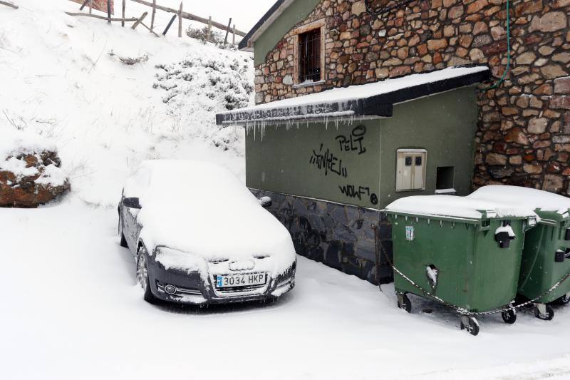 Cuando faltan días para la llegada de la primavera, Asturias vive jornadas de pleno invierno en las que la nieve, el granizo y fuertes vientos, que incluso han derribado árboles.