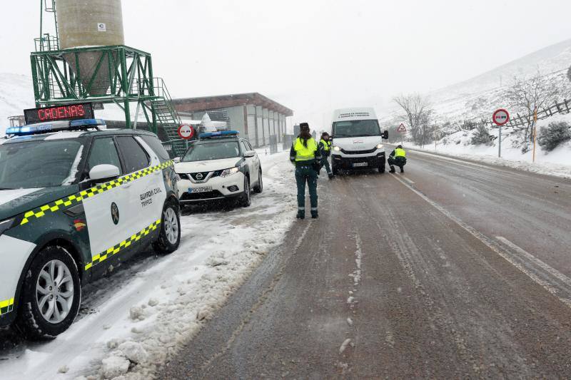 Cuando faltan días para la llegada de la primavera, Asturias vive jornadas de pleno invierno en las que la nieve, el granizo y fuertes vientos, que incluso han derribado árboles.