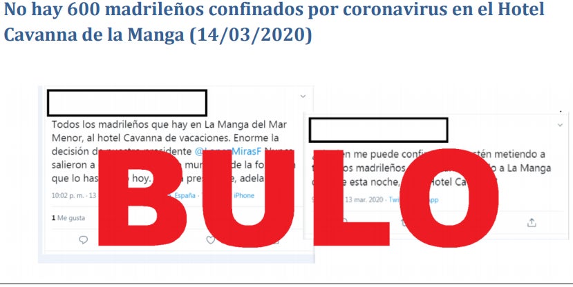 No hay madrileños confinados por coronavirus en el hotel Cavanna de Manga. 