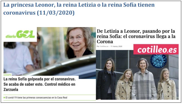 La princesa Leonor, la reina Letizia o la reina Sofía no tienen coronavirus. 