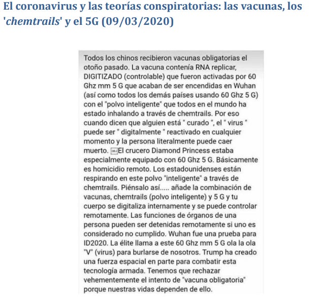 Los movimientos antivacunas y los chemtraisl son teorías conspirativas. 