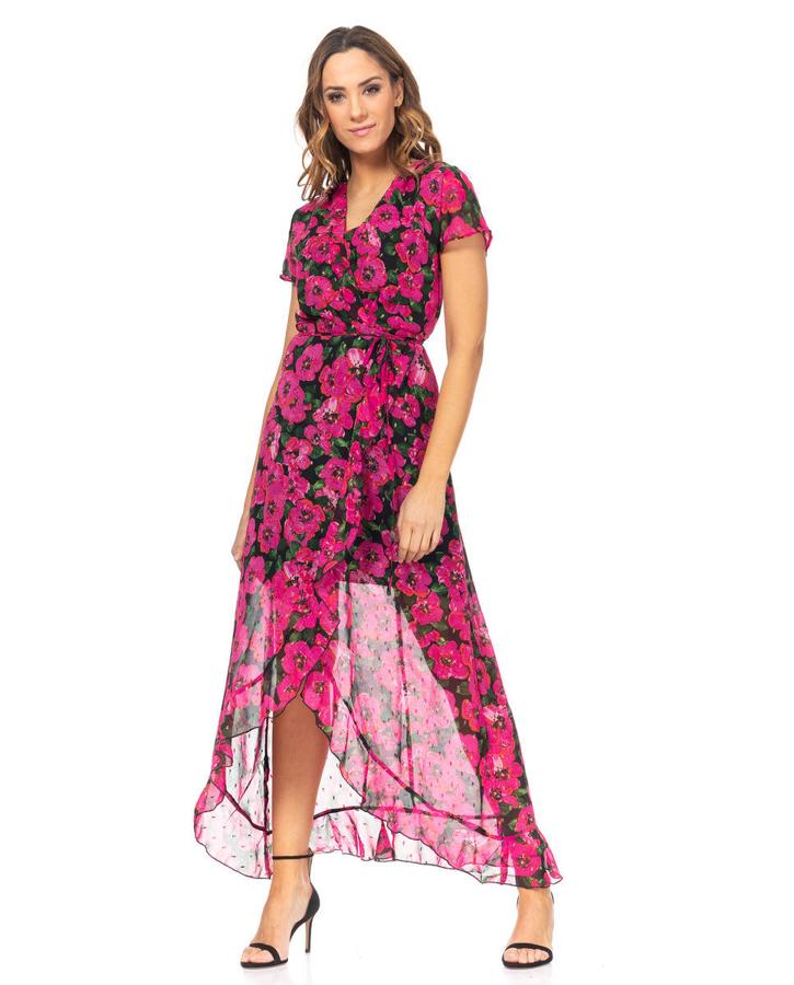 Vestido de con flores estampadas y volantes de Lady Boho, 160 euros.