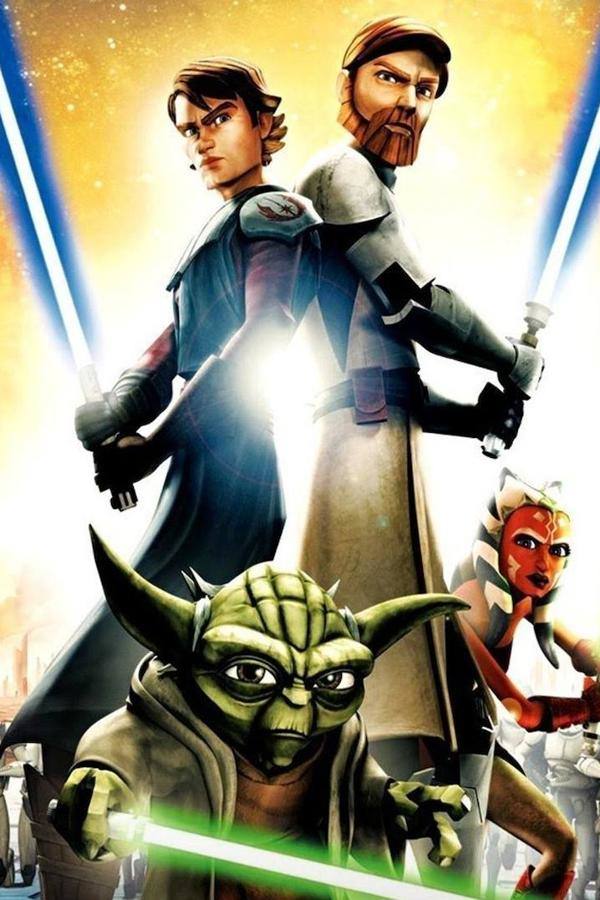 'Star Wars: Clone Wars'. Trata sobre una guerra civil en la que un Jedi lucha por mantener la libertad en contra de las fuerzas del mal y restaurar la paz en la galaxia.