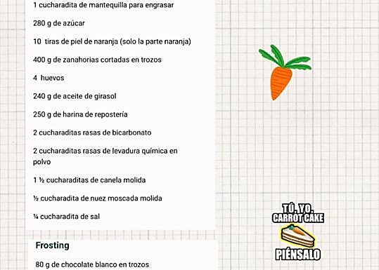 Receta 'Carrot Cake' para thermomix. 