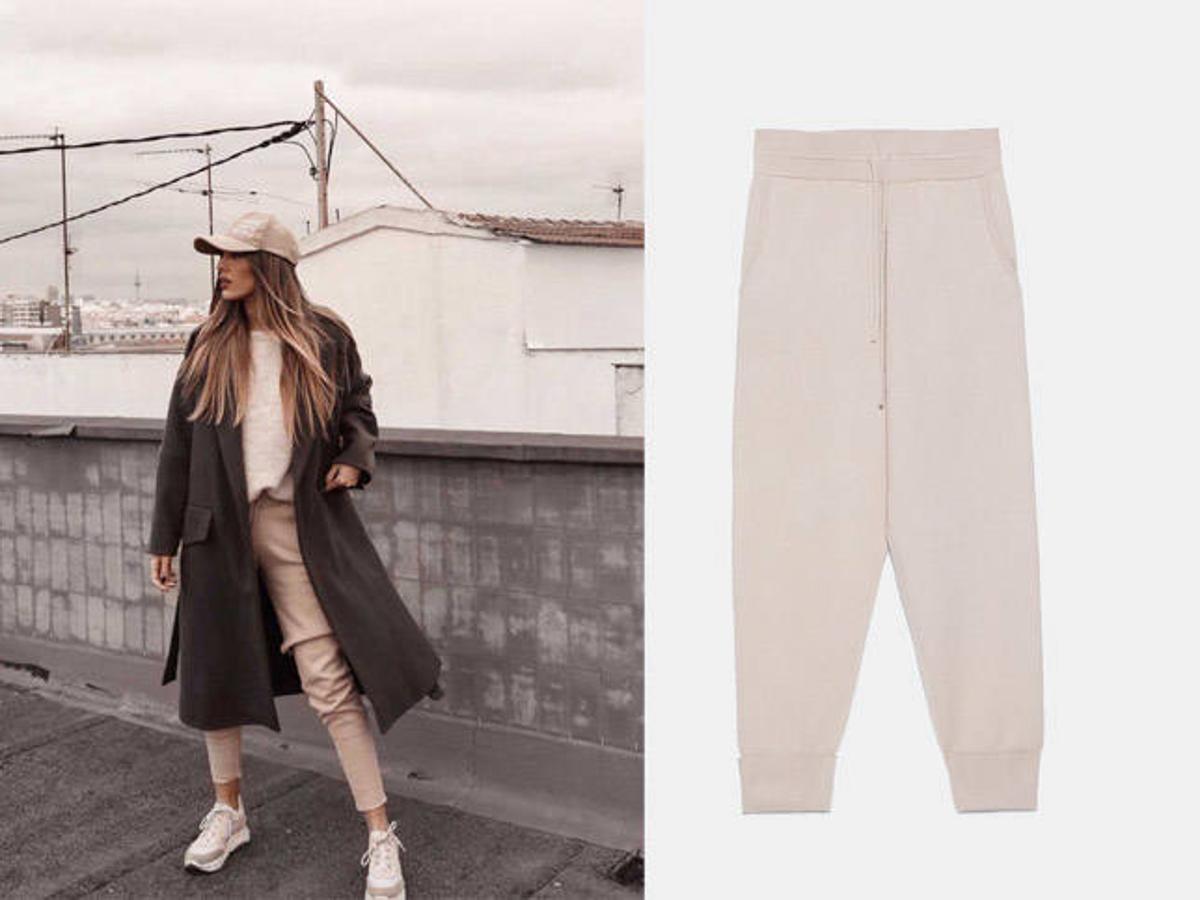 Pantalón tipo jogging de tiro alto y elástico de Zara, 15,99 euros.