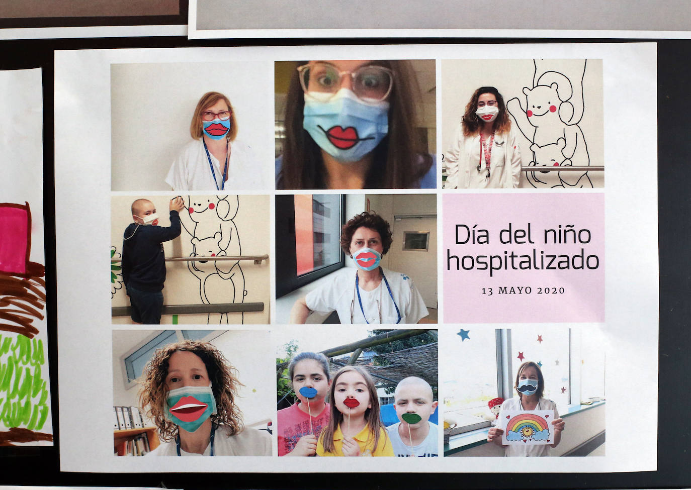 El hall de hospitalización expone una muestra con dibujos, fotos y mensajes cargados de optimismo. 