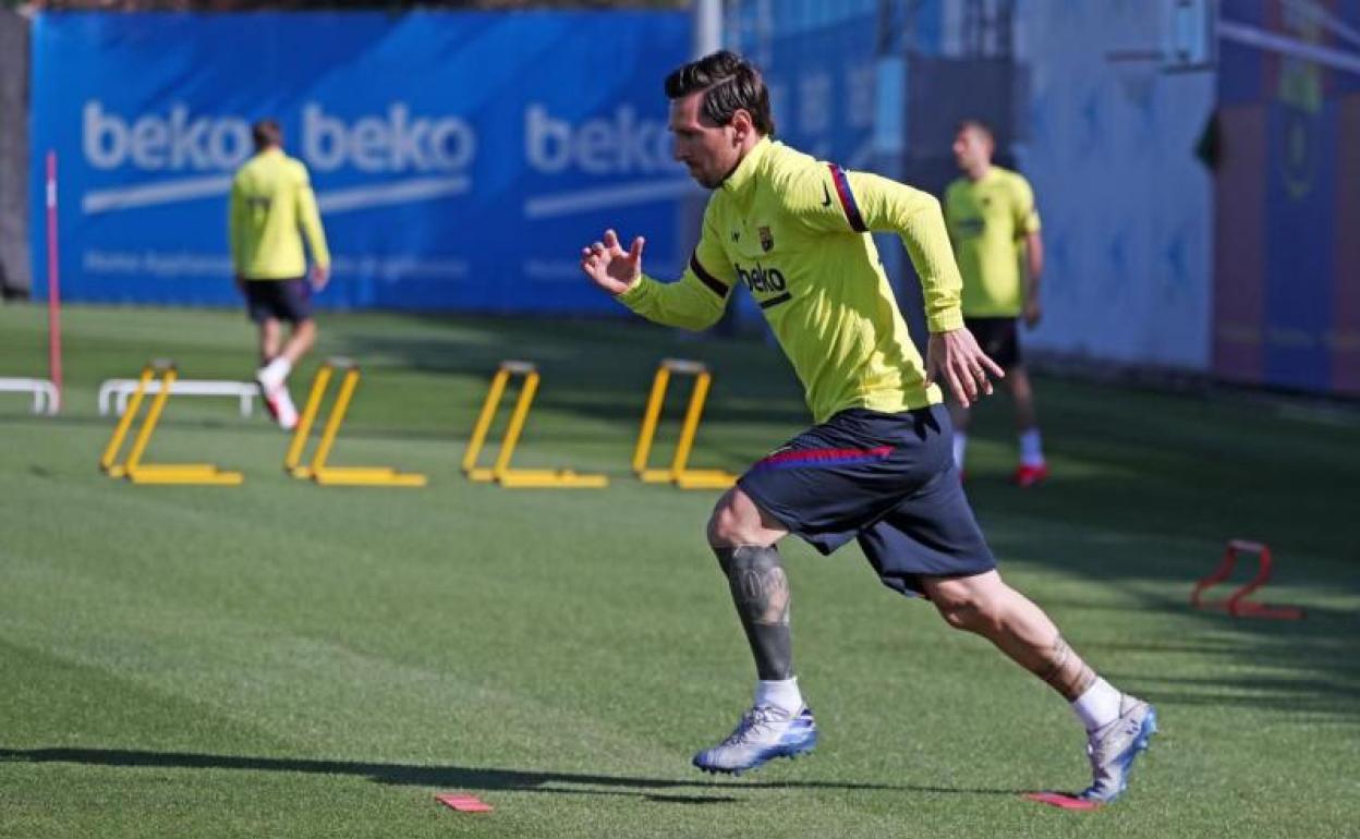 Leo Messi, durante una sesión de entrenamiento. 