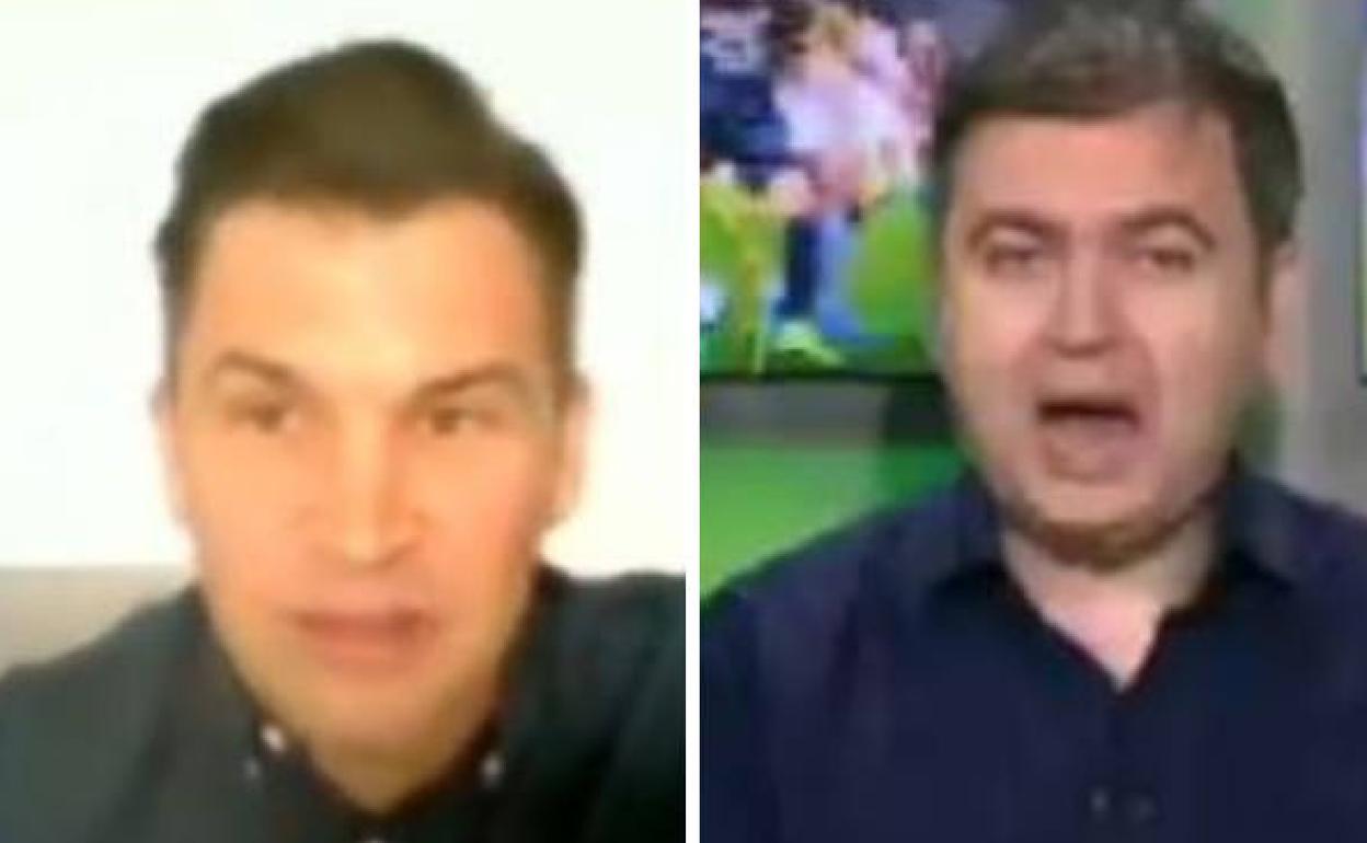 A la izquierda, el ministro Ionut Stroe. A la derecha, la cara de asombro del presentador Mihai Mironica. 