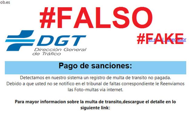 La DGT alerta de un nuevo falso email que reclama el pago de una multa