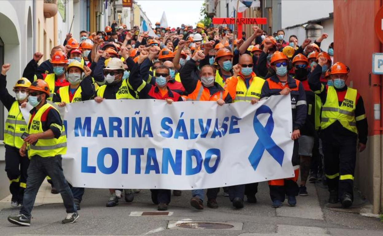 Manifestación contra el cierre de Alcoa celebrada en Foz el día 14.