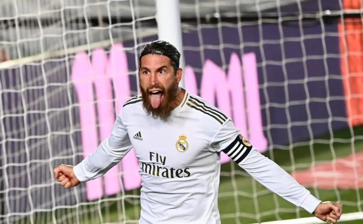 Sergio Ramos celebra el gol de la victoria ante el Getafe. 