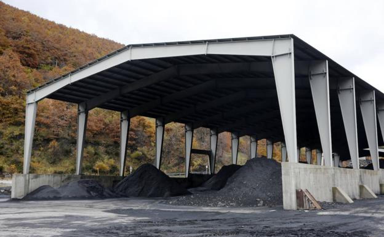 Pilas de carbón en las instalaciones de la firma Astur Leonesa en Cerredo.