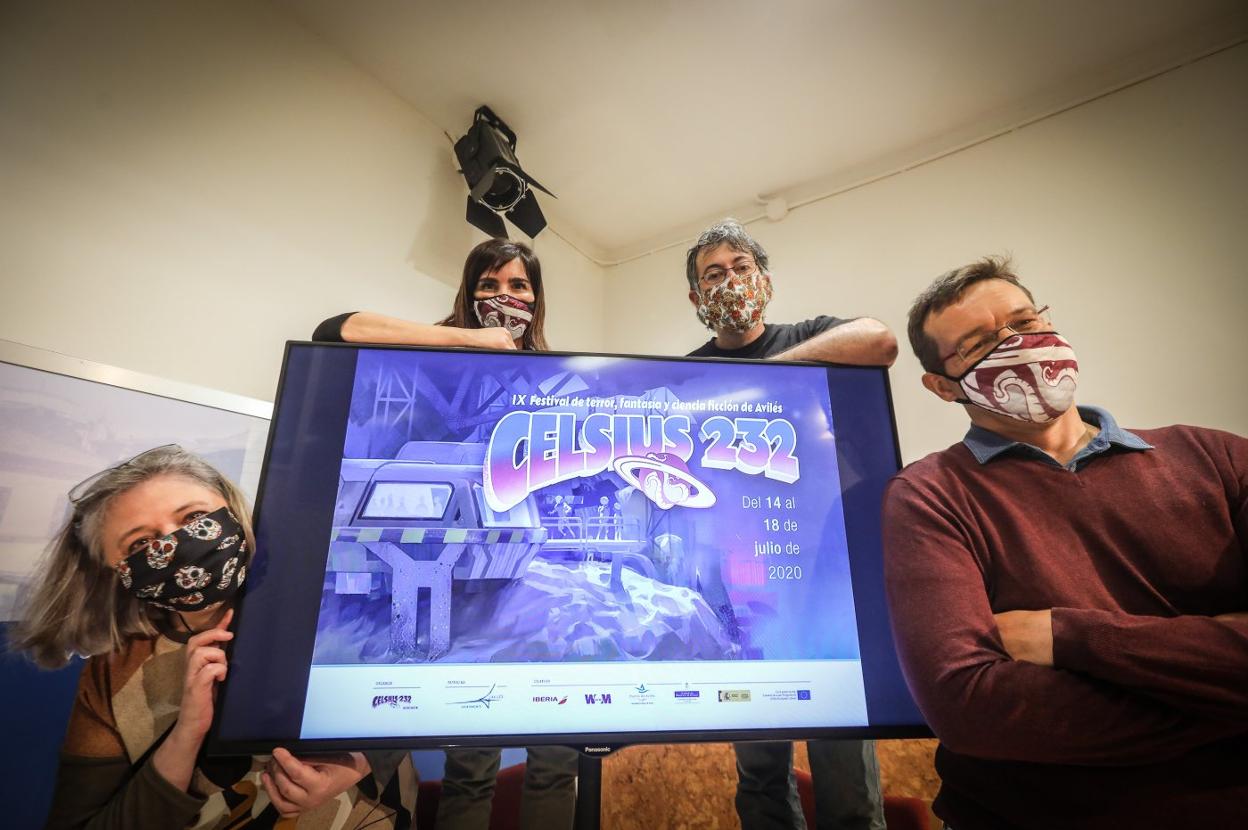 Cristina Macía, Yolanda Alonso, Jorge Iván Argiz y Diego García Cruz, ayer en el Ayuntamiento en la presentación del festival. 