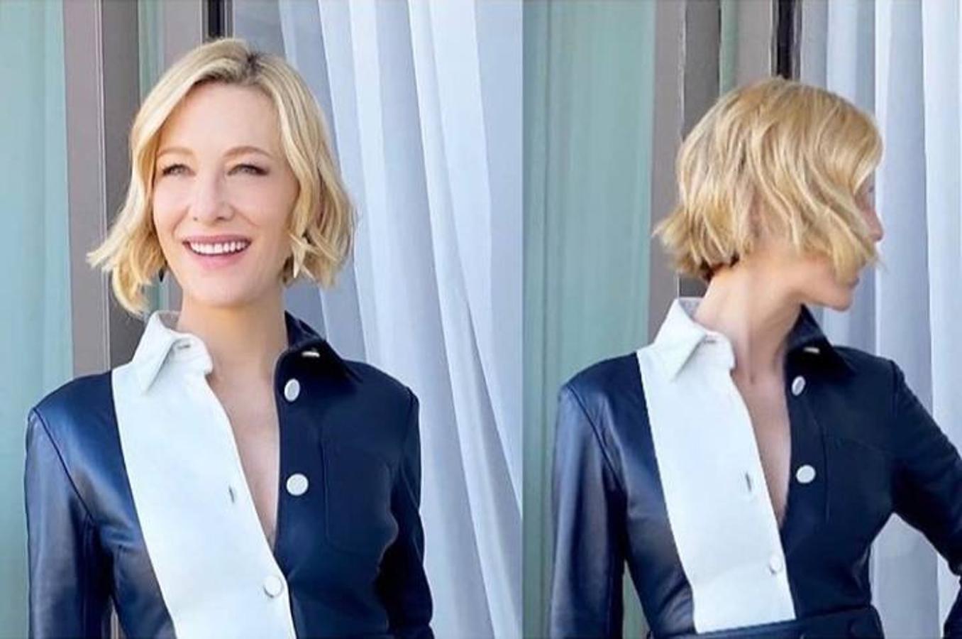 Short bob: La actriz Cate Blanchett pasaba hace unos meses del bob largo al short Bob. Un corte a la altura de la nuca y que deja a la vista su cuello y que la actriz luce con raya ligeramente ladeada y con sus puntas al natural, las cuales dan movimiento a este peinado.