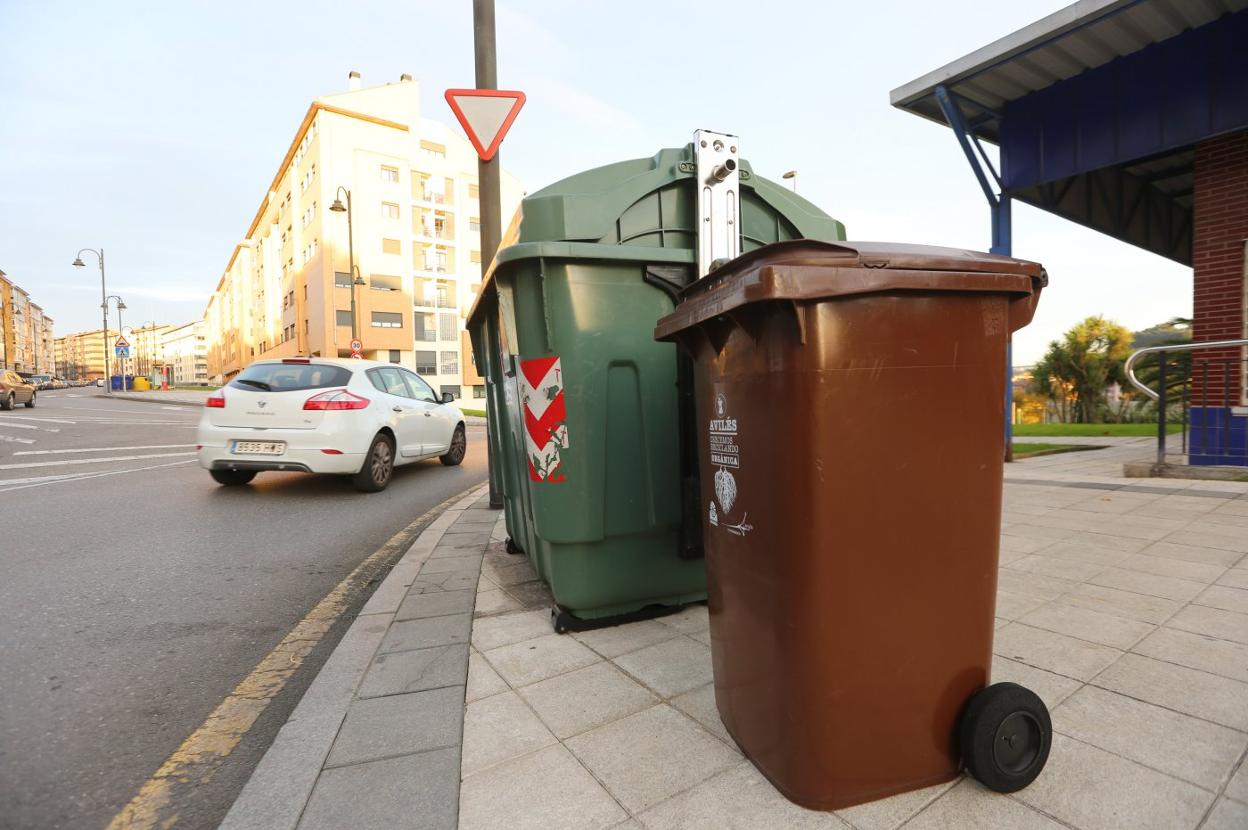 Contenedor de recogida de residuos orgánicos instalado en el barrio de La Luz. 