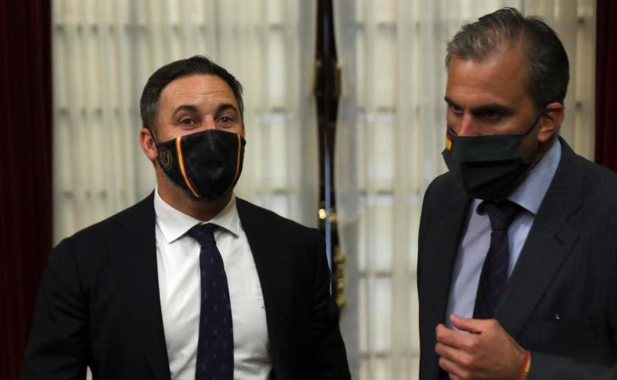 Sanitago Abascal y Javier Ortega Smith en el Congreso.