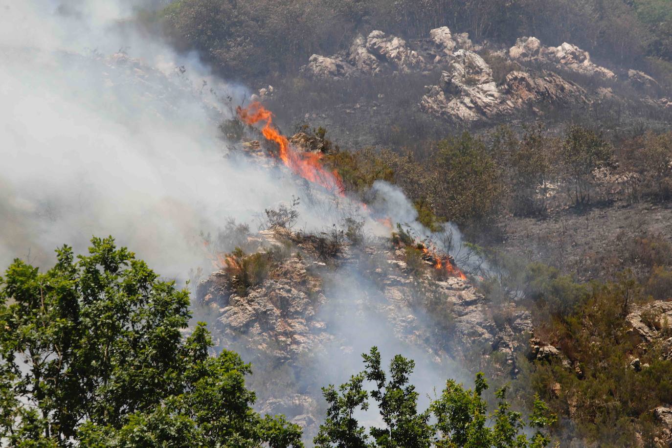 El fuego se localiza en el monte vecinal de Bello y Pando