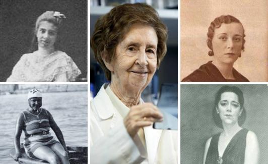 De izquierda a derecha, María Teresa Junquera, Margarita Salas, Alicia Salcedo, Esther Sastre y Matutina Rodríguez. 