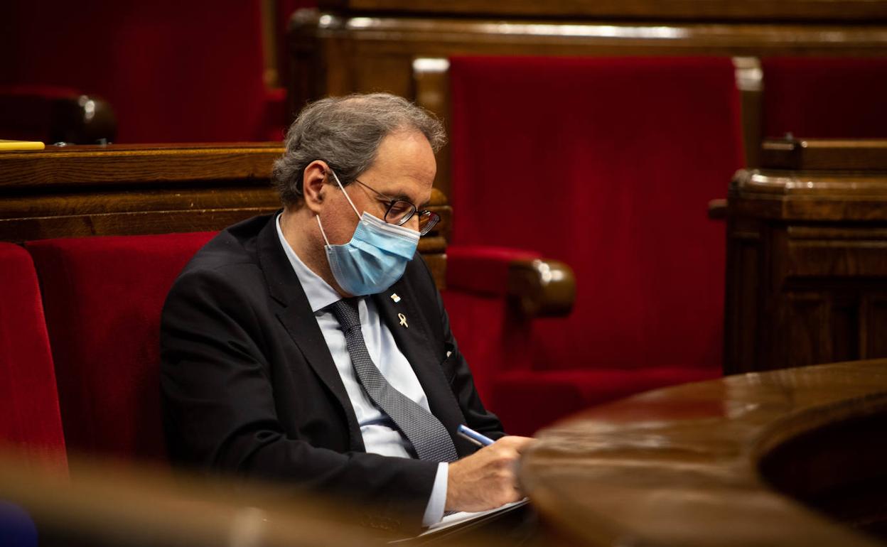 Quim Torra, este viernes durante el debante en el Parlamento catalán.