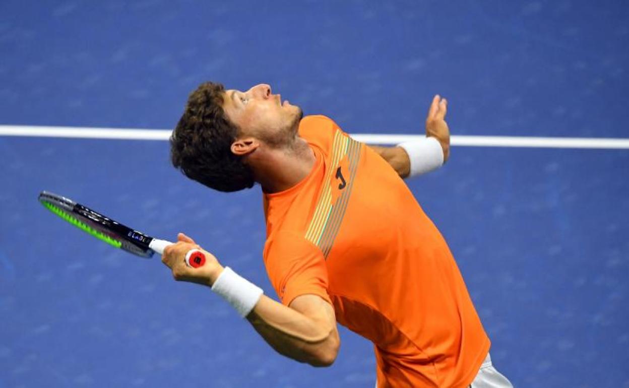 Pablo Carreño, al servicio en el US Open. 