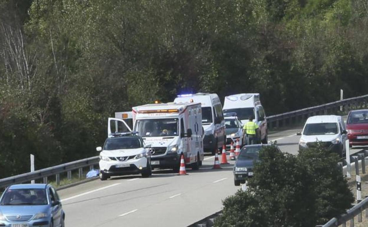 Muere una menor tras tirarse desde una ambulancia en marcha en la A-64 cerca de Parque Principado