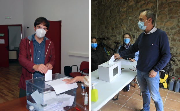 Los líderes de las listas para la elección de la Coordinadora, Juan Ponte y Ovidio Zapico, este sábado durante la jornada de votación.