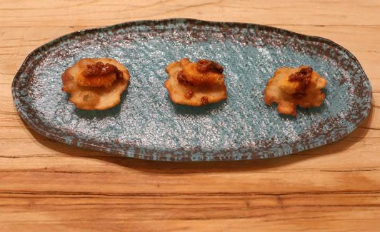 Snack de fabes, de Casa Blanca de Avilés.