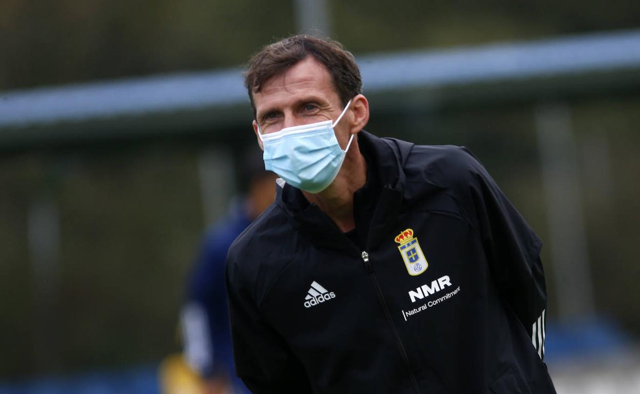 Ziganda, en el entrenamiento del Real Oviedo.