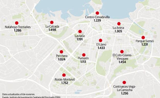 Los barrios más afectados de las principales ciudades asturianas