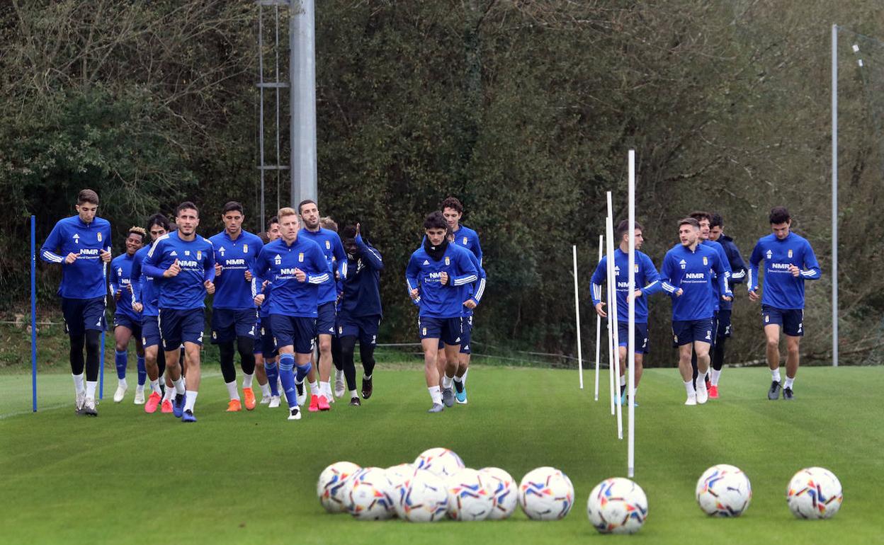 Un entrenamiento del Real Oviedo 
