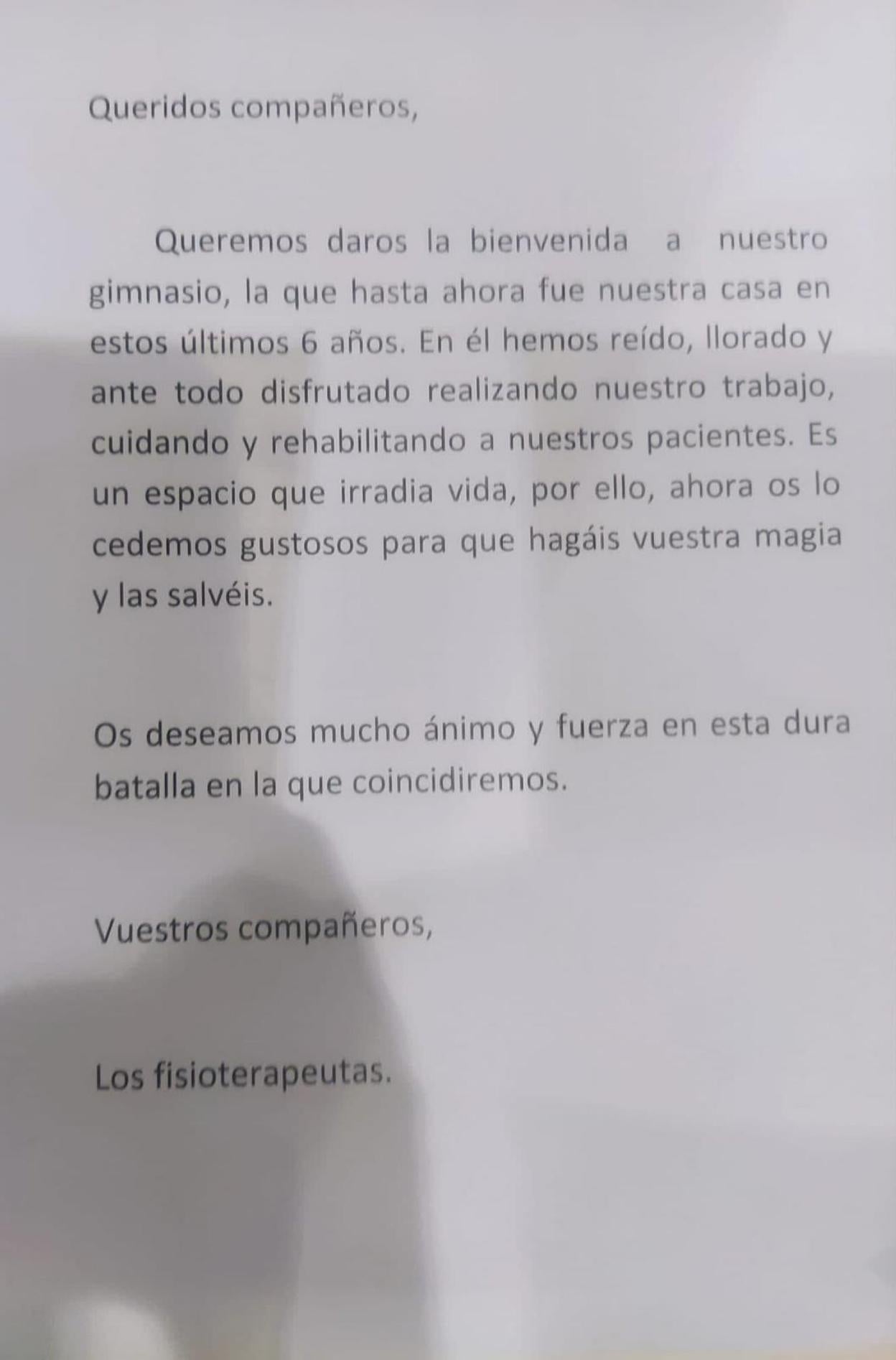 Cartel de los fisioterapeutas. 