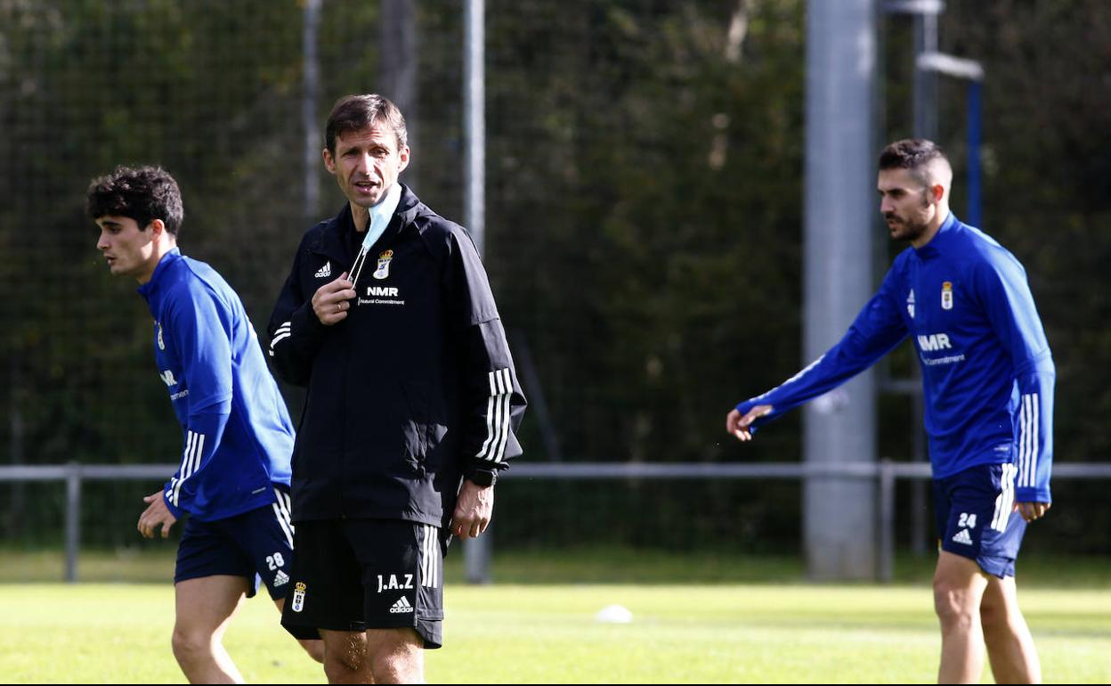 Ziganda, en un entrenamiento del Real Oviedo.