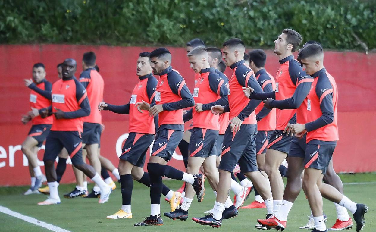 Un entrenamiento del Sporting