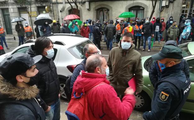 Protesta de los trabajadores de Arcelor en Oviedo.