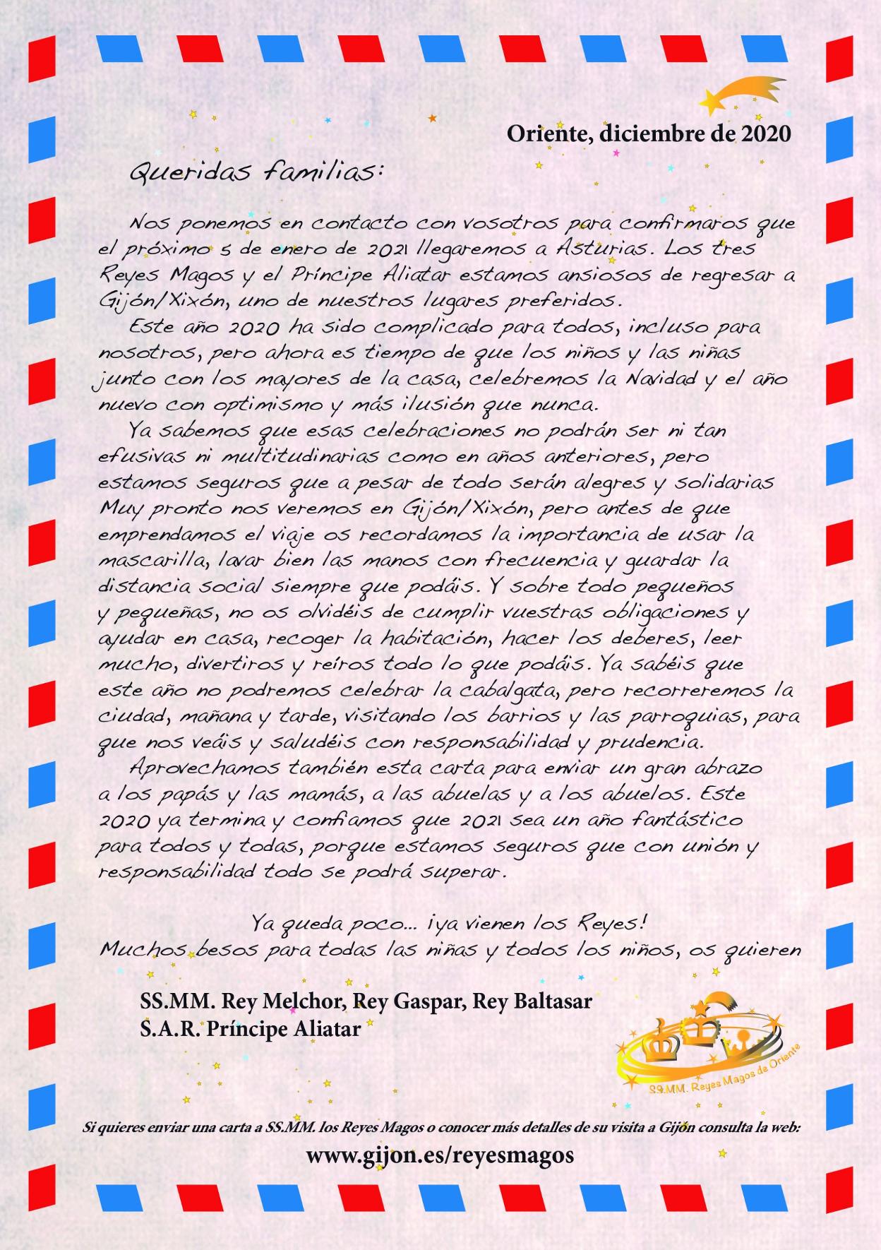 La carta que se hará llegar a 130.000 hogares de Gijón. 