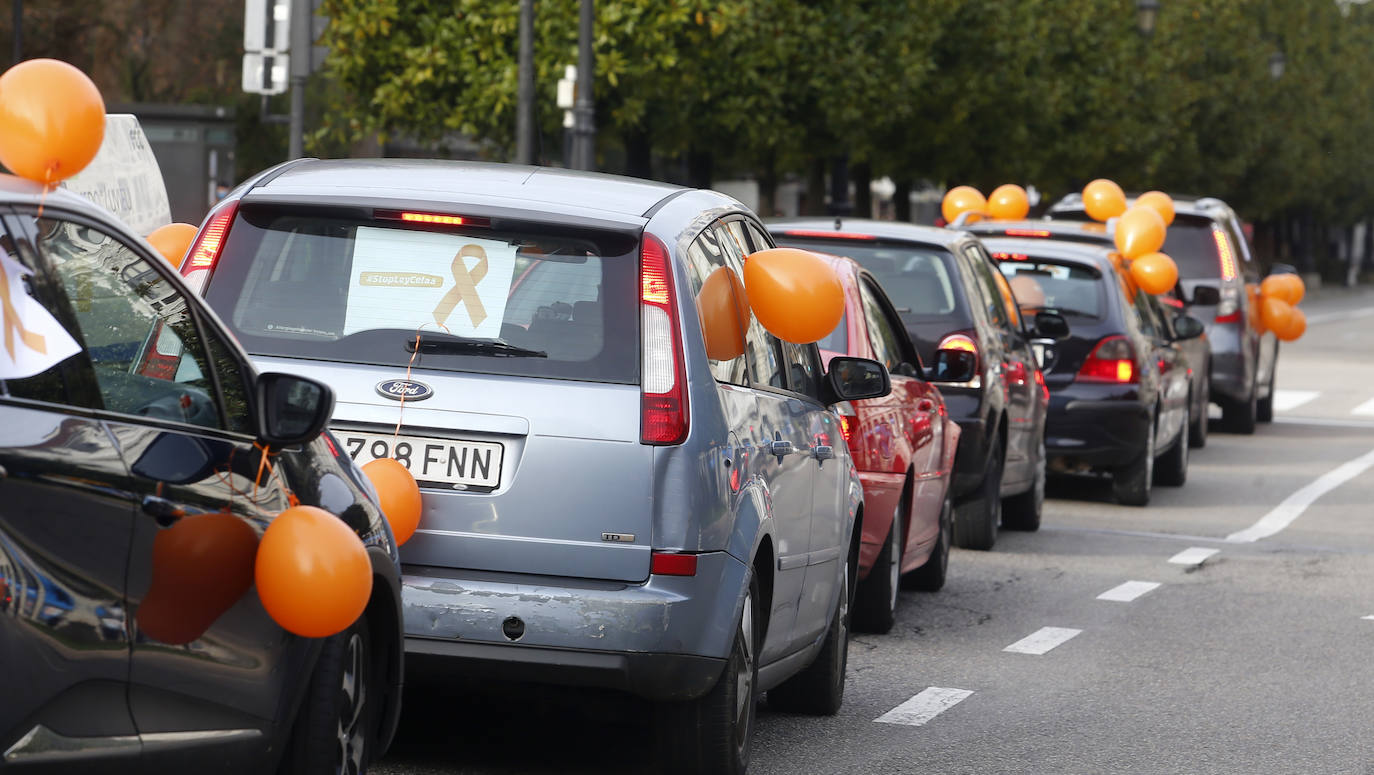 Las manifestaciones de coches recorrieron las calles de Oviedo y Gijón.