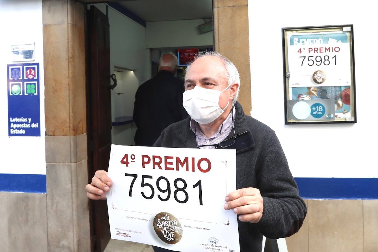 Asturias ha repartido en este Sorteo Extraordinario de la Lotería de Navidad de 2020 un total de 3.362.000 euros. La mayor parte de esta lluvia de millones ha recaído en Villaviciosa, donde 151 décimos del número 75981 (uno de los cuartos premios) han dejado 3.020.000 euros. Por otra parte, 57 boletos de varios quintos premios han repartido 342.000 euros en varios puntos de la región. 